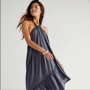 Elegant Halter Maxi Dress in Dark Gray
